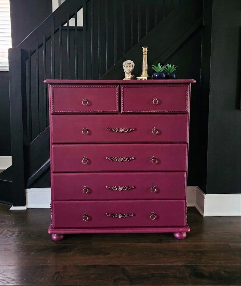 Vintage Mid Century Chest of Drawers Pink Fusion Mineral Paint Upcycled