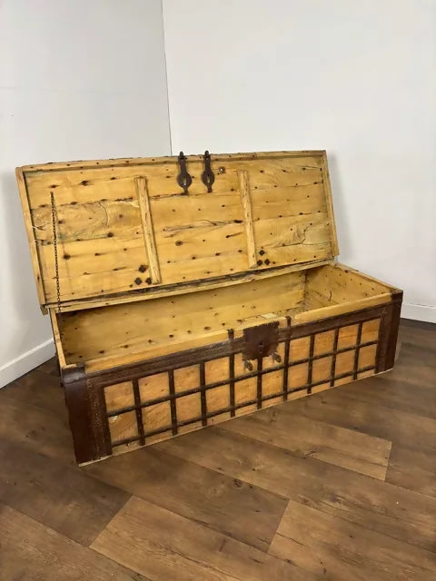 Very Large Bleached Rustic Indian Trunk / Coffee Table