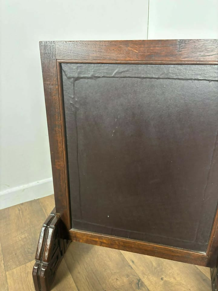 Vintage oak Framed Floral Tapestry Fire Screen