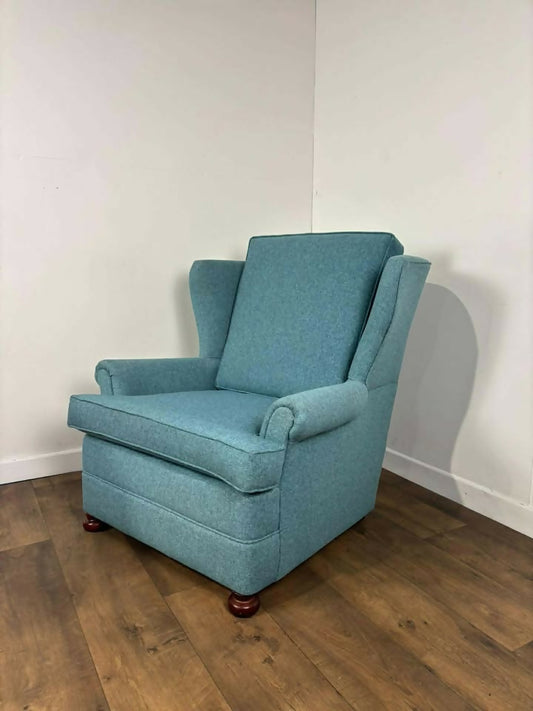 Contemporary Teal Wing Back Armchair