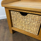 Modern Oak Storage Bench With Two Wicker Drawers