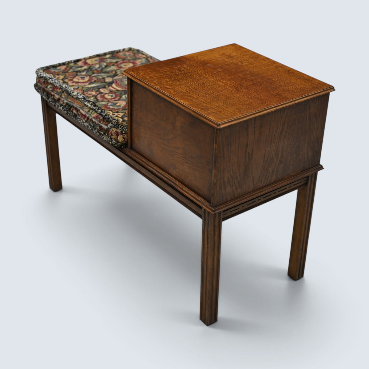 Hall Telephone Table/Seat With Cushion & Small Cupboard Vintage FREE UK Delivery