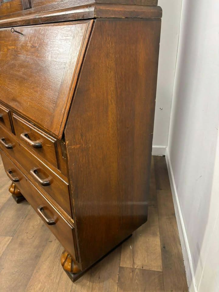 Vintage Oak Bureau Bookcase