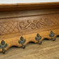 Coat Rack Vintage French Carved Oak Wall Mounted 5 Hooks Rack Hanger LOT 6210