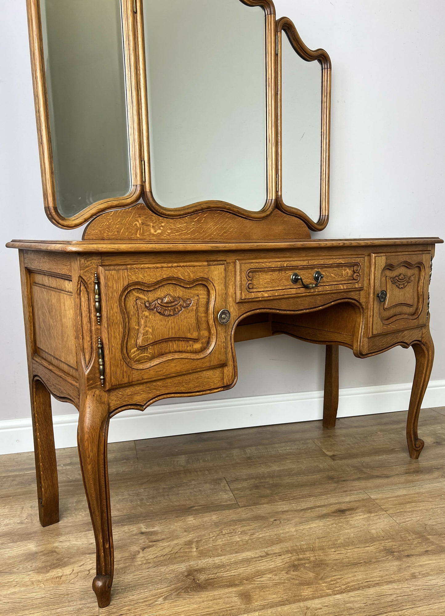 Dressing Table with Mirror Vintage French Oak Louis Vanity Table Makeup LOT 6320