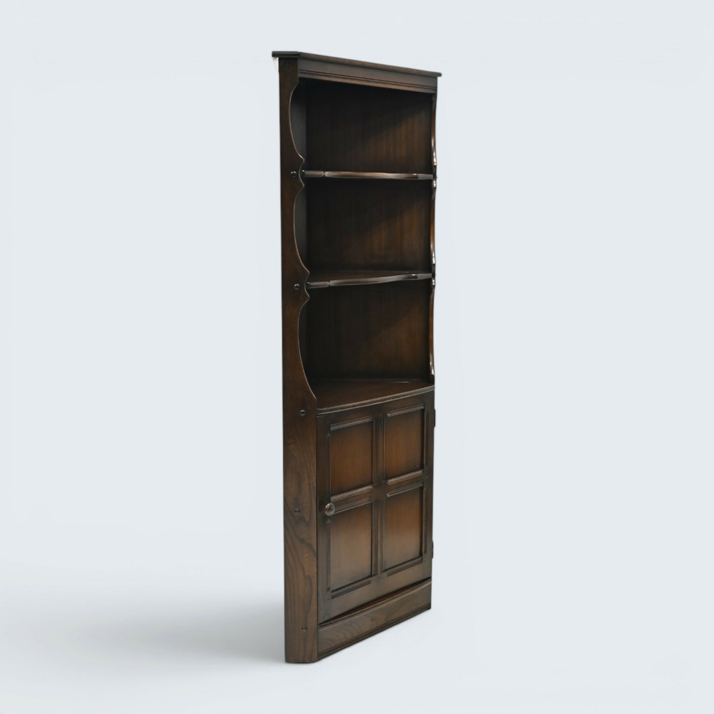 Ercol Old Colonial Corner Cabinet with Shelves and Cupboard FREE UK Delivery
