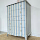 Vintage Hand-painted Stag Minstrel Tallboy, Chest of Drawer Blue & Cream Striped