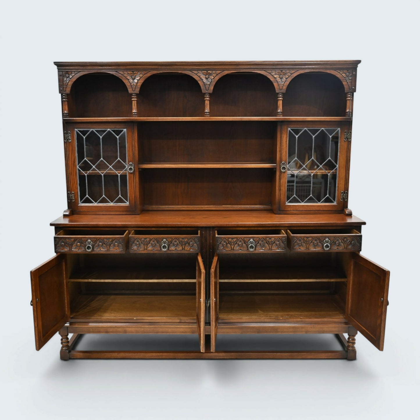 Old Charm Oak Dresser In Tudor Brown 6ft Wide Sideboard Display FREE UK Delivery