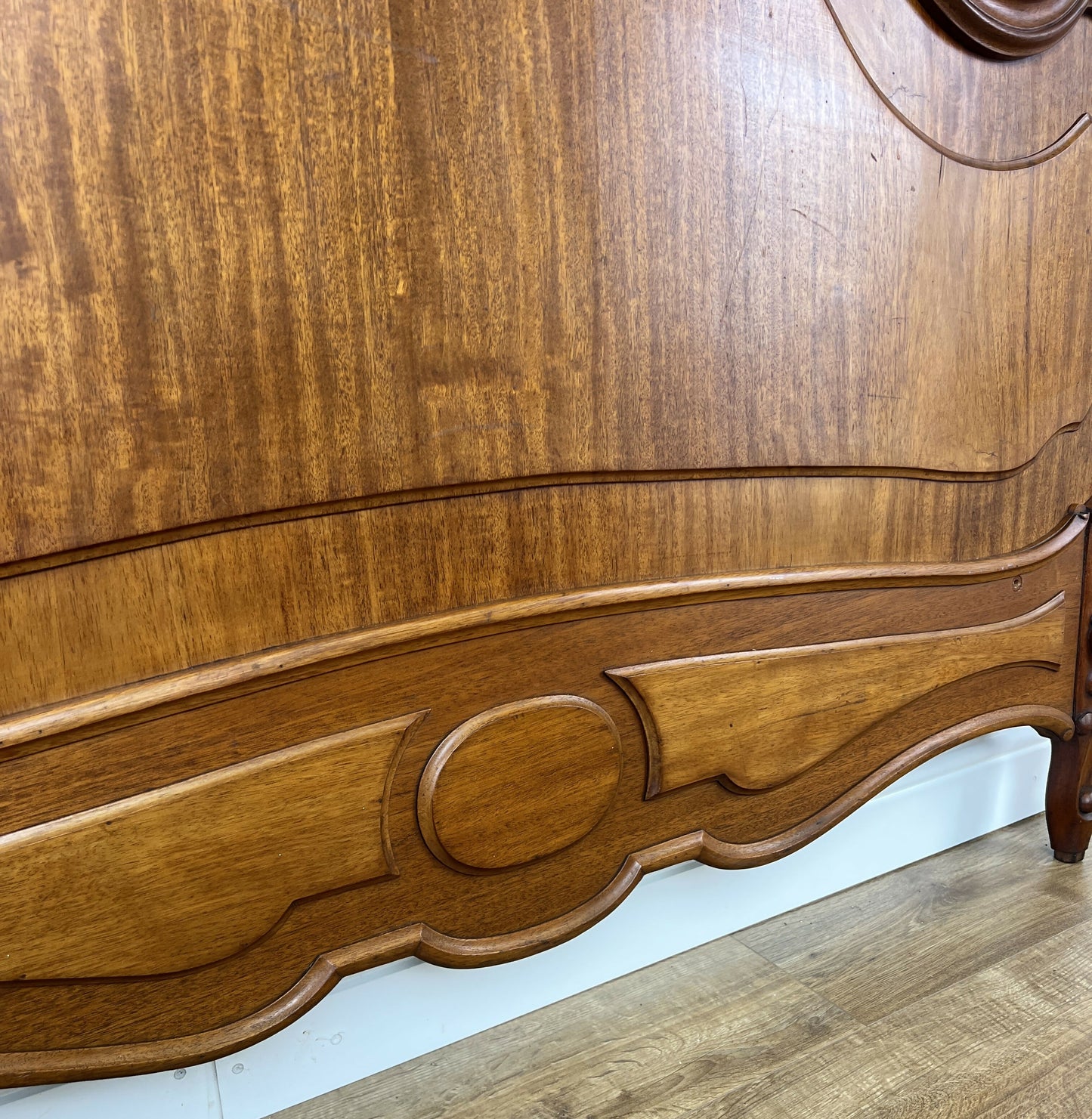 Footboard Antique French Style Walnut Double Bed Carved Footboard LOT 6447