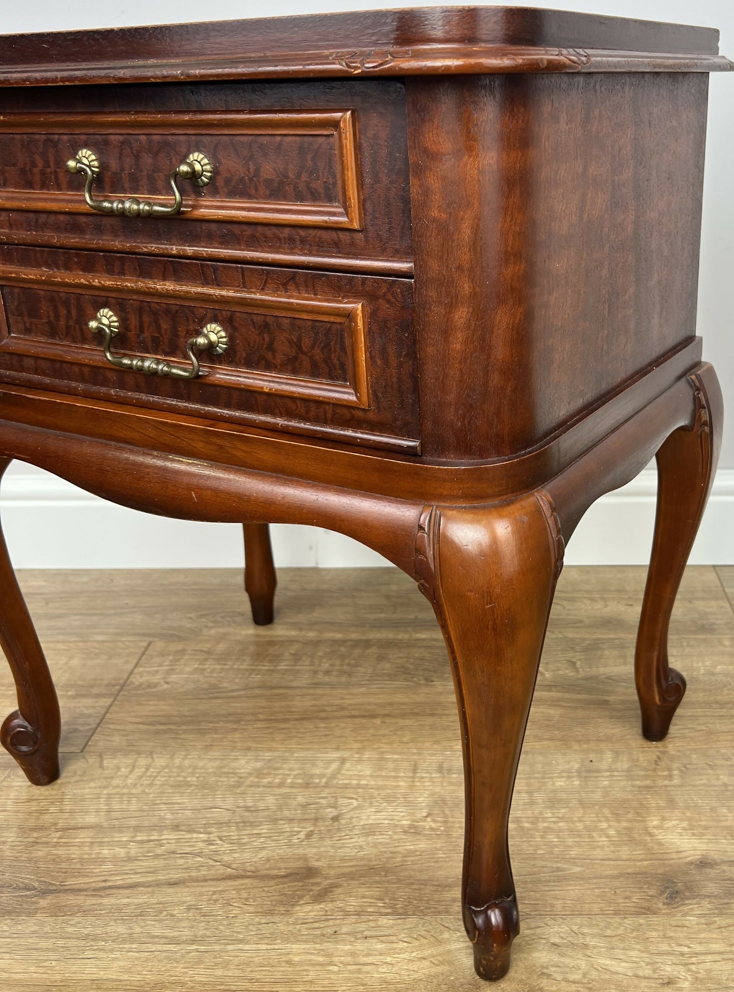Pair of Bedside Tables Vintage French Louis Nightstands Carved Cabinets LOT 6221