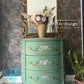 Vintage French Style Green Chest of Drawers | Floral Upcycled Dresser