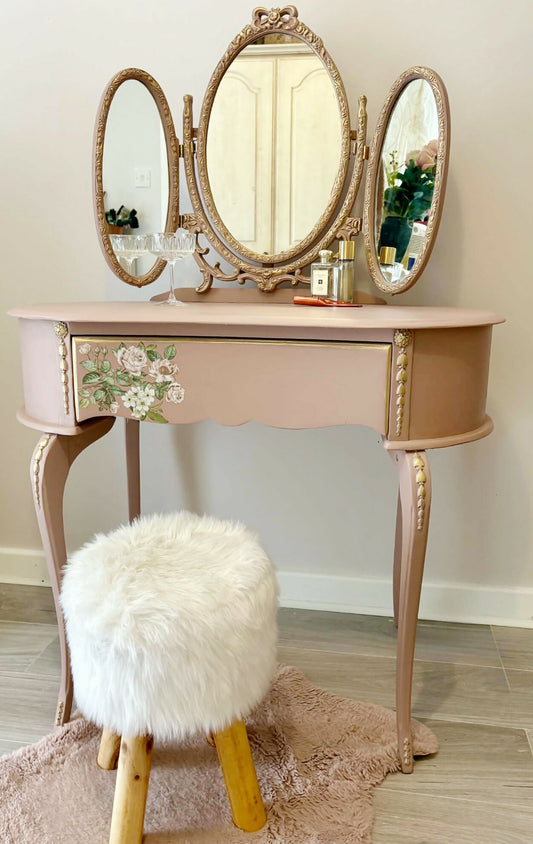 Dusky Pink vintage Dressing table with mirror