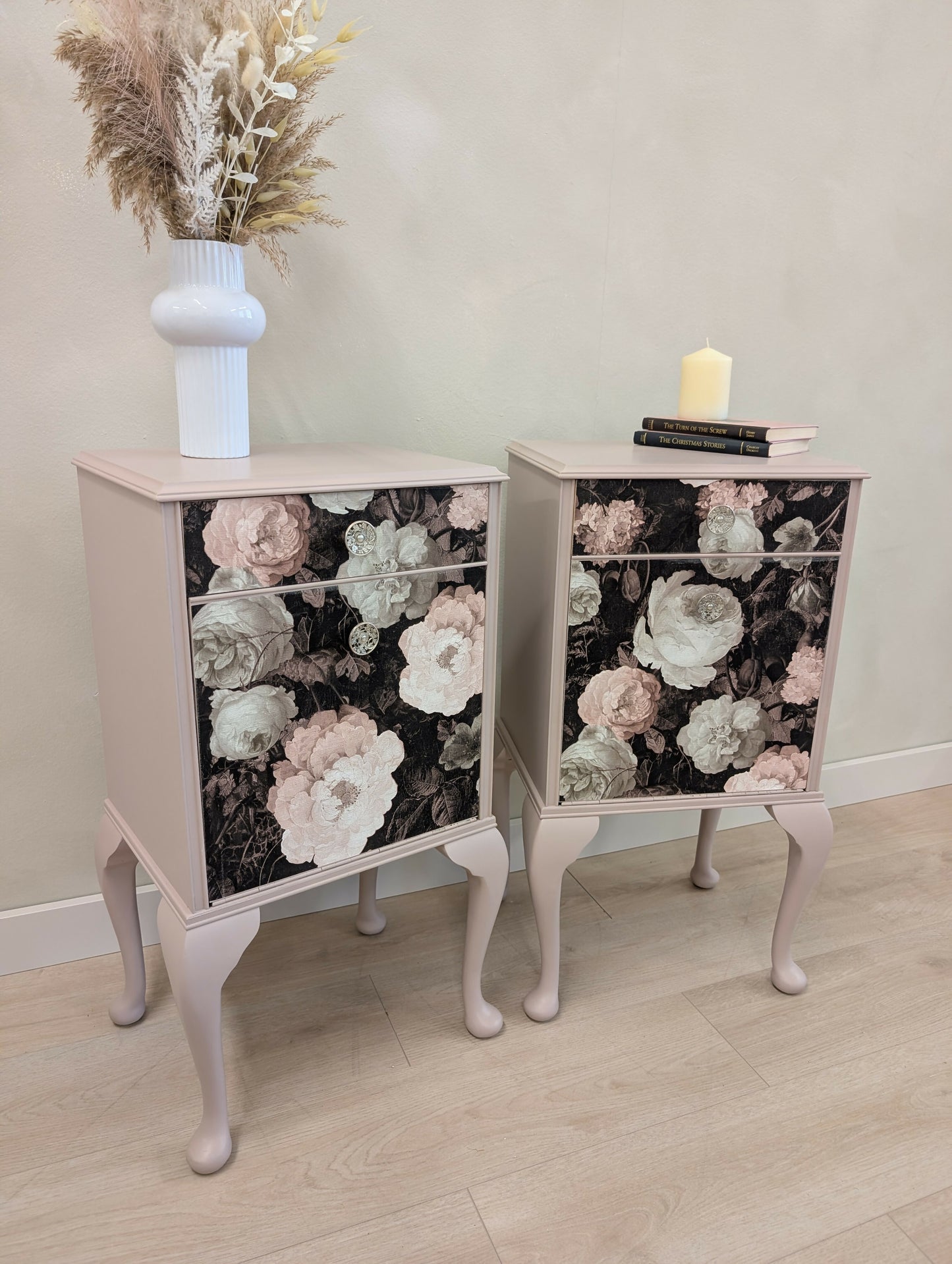 French Style Dressing Table with Matching Bedsides Dusky Pink and Floral