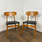 Pair of Mid Century Teak Chairs with Black Upholstery