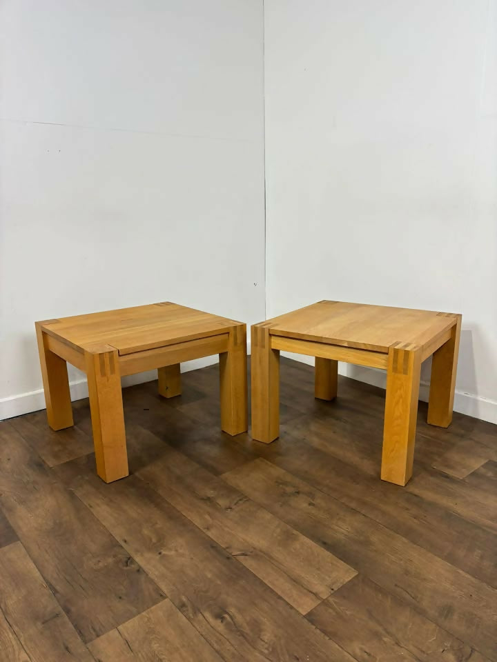 Pair of Modern Solid Oak Lamp Tables