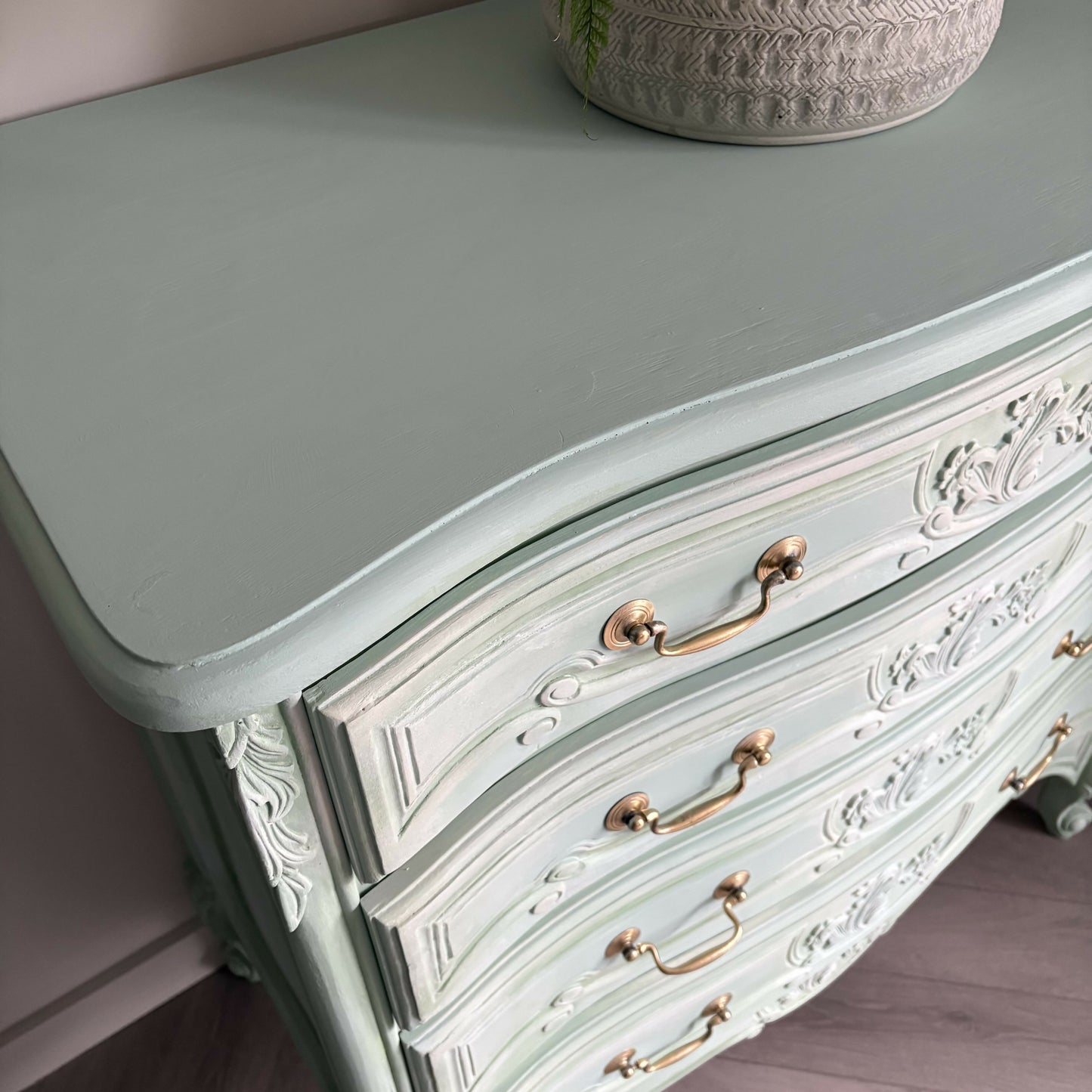 Vintage French Style Chest of Drawers - Hand Painted Mint Green
