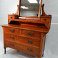 Oak Dressing Table Arts & Crafts complete with mirror and inlay detail