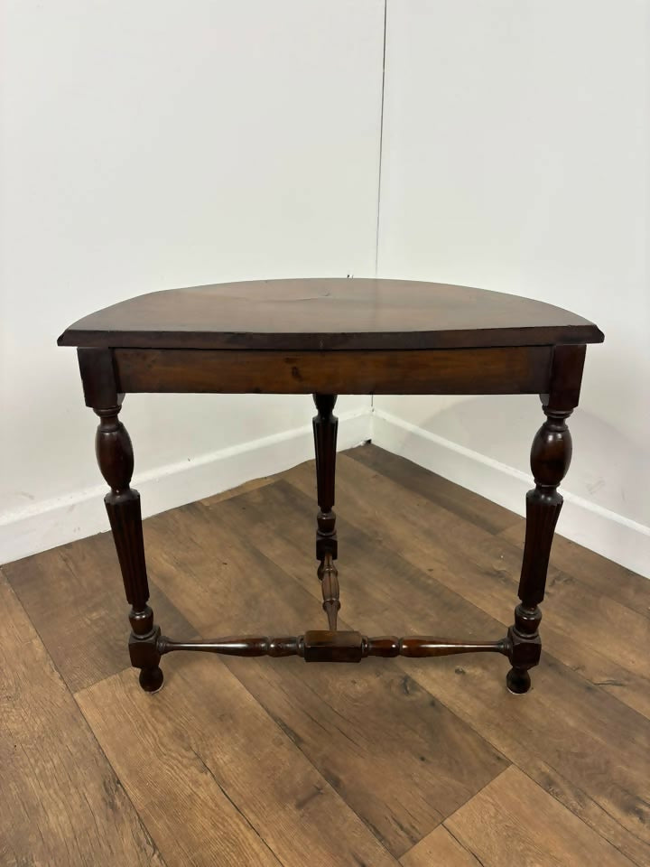 Antique Style Demi Lune Side Table on Reeded Supports