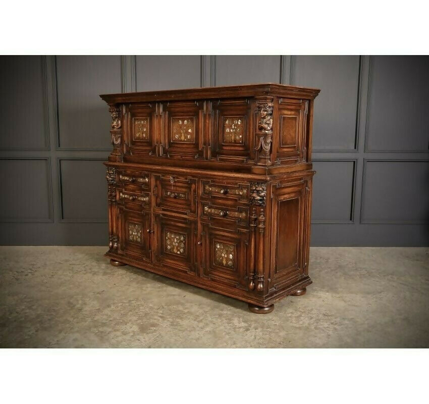 19th Century Walnut & Mother Of Pearl Inlaid Gothic Dresser