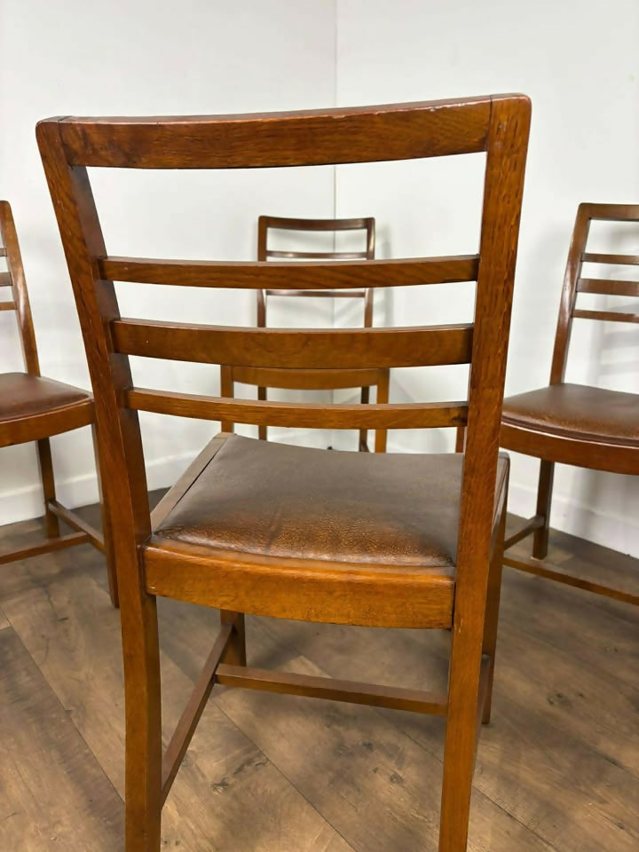 Set Of Four Mid Century Oak Dining Chairs