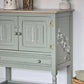 Upcycled Vintage Jaycee Linenfold Oak Sideboard, Cabinet in Sage Green