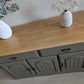 Vintage Oak Sideboard | Olive Green Painted Sideboard with Natural Oak Top