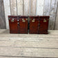 Antique Chestnut Leather Designer Belting Trunks
