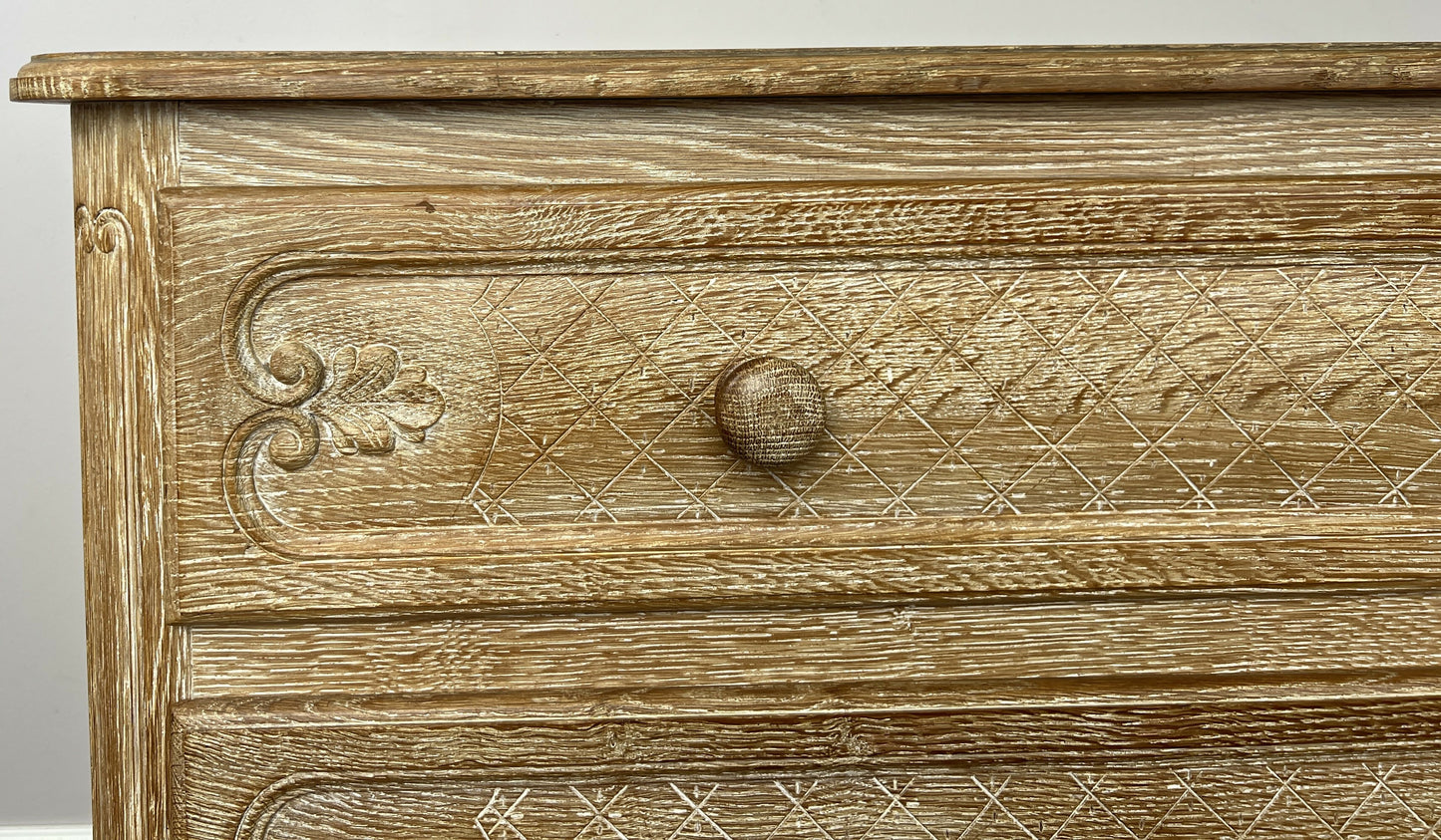 Chest of Drawers Vintage French Louis Oak 2 Drawers Carved Cabinet LOT 6406