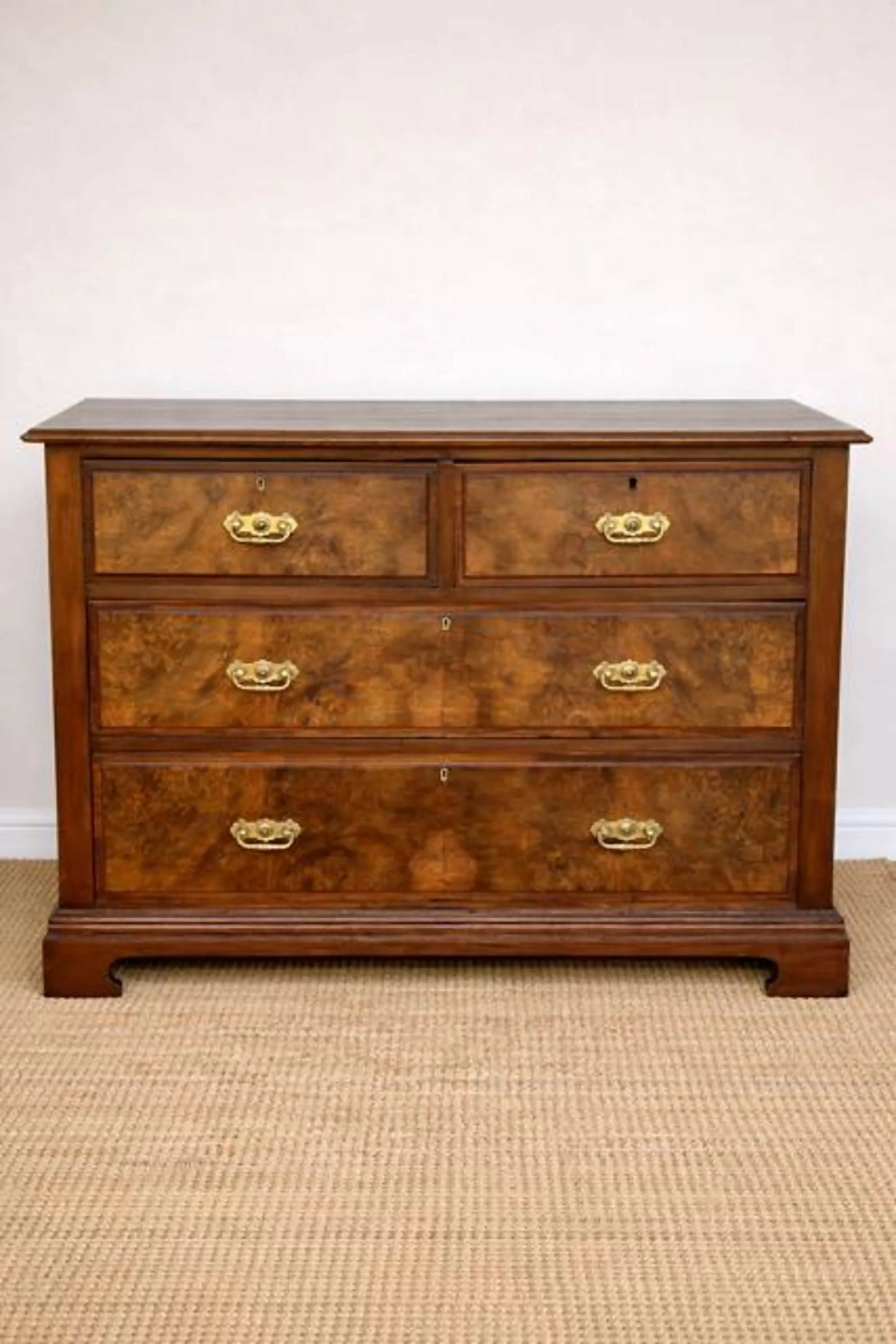 Vintage Georgian Burr Walnut Chest Of Drawers | Walnut Chest | English Country Furniture