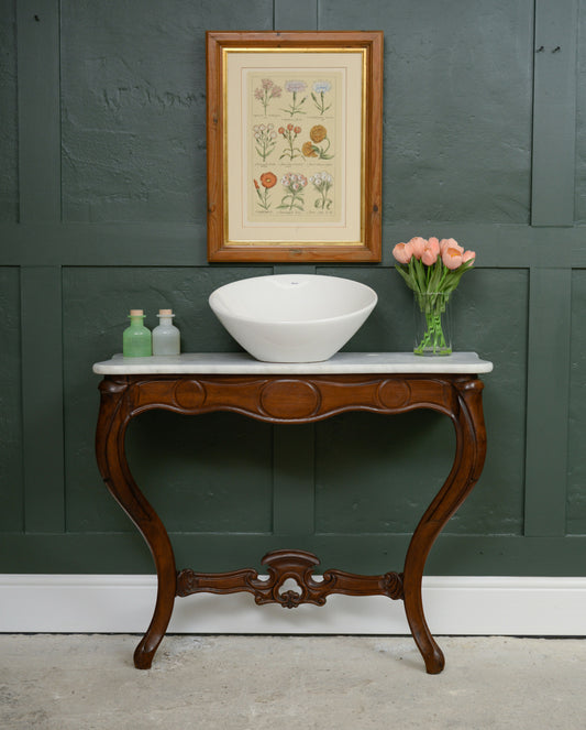 Antique Mahogany Marble Bathroom Vanity Unit with Sink - SKU 197