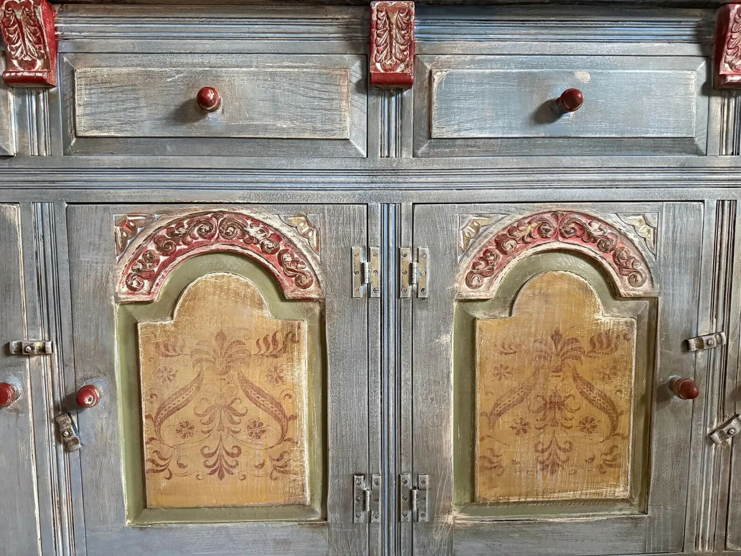 Blue hand painted vintage Sideboard /indian Sideboard