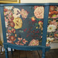 Strongbow Vintage Sideboard Dresser Painted Upcycled Dark Teal Floral Snake Print Commission Piece