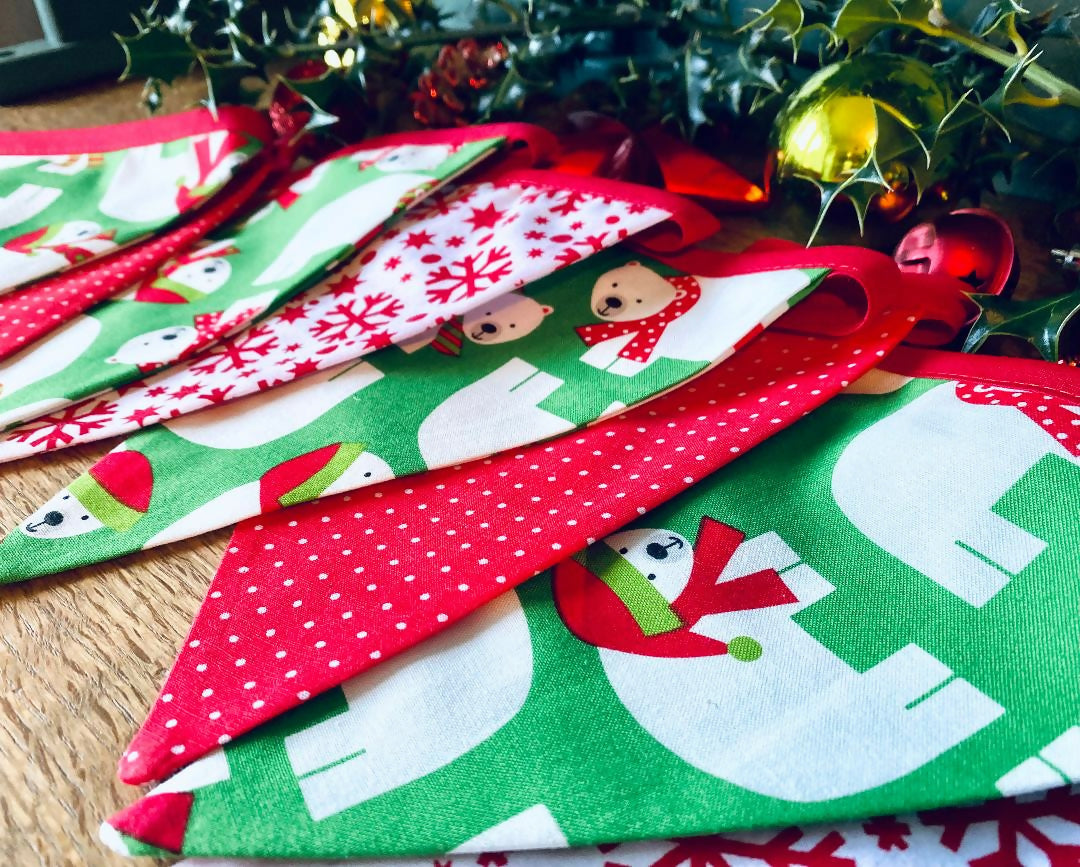 Handmade Christmas Bunting (Green Polar Bear)