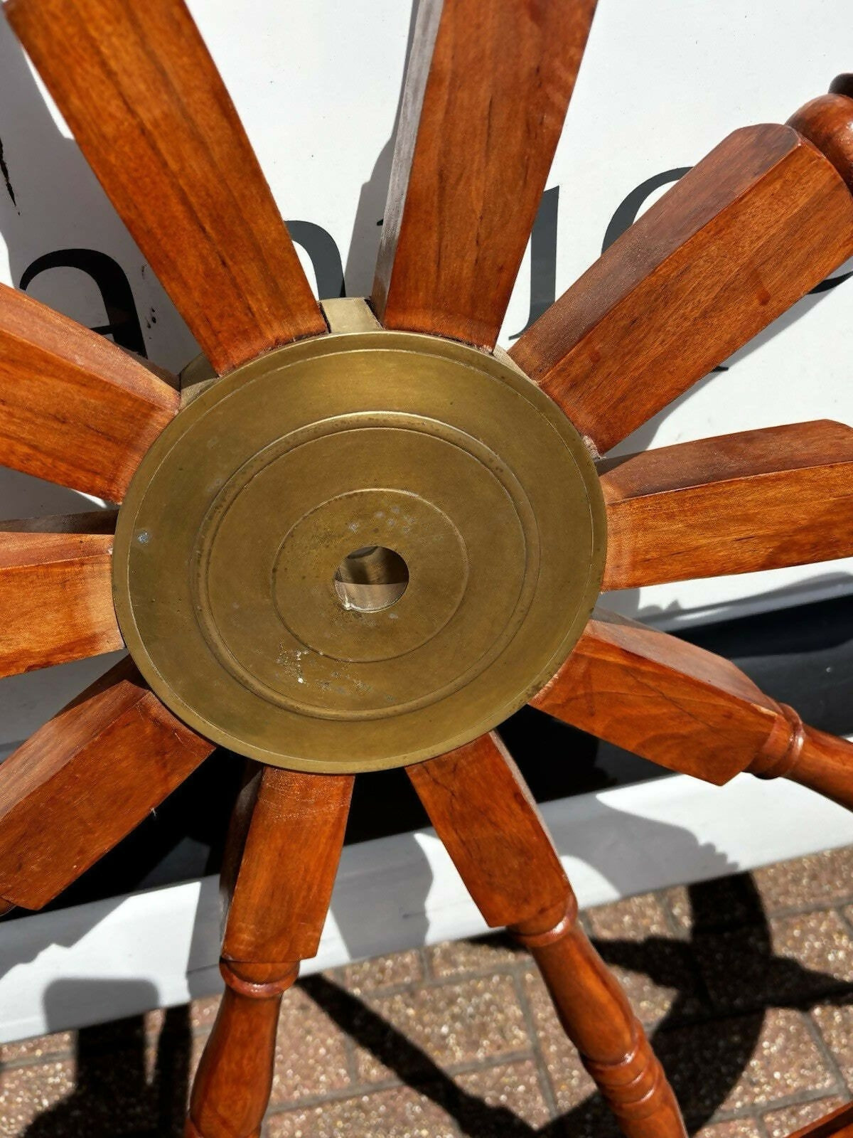 Huge Wooden Vintage Ships Wheel. 174 Cms Diameter.