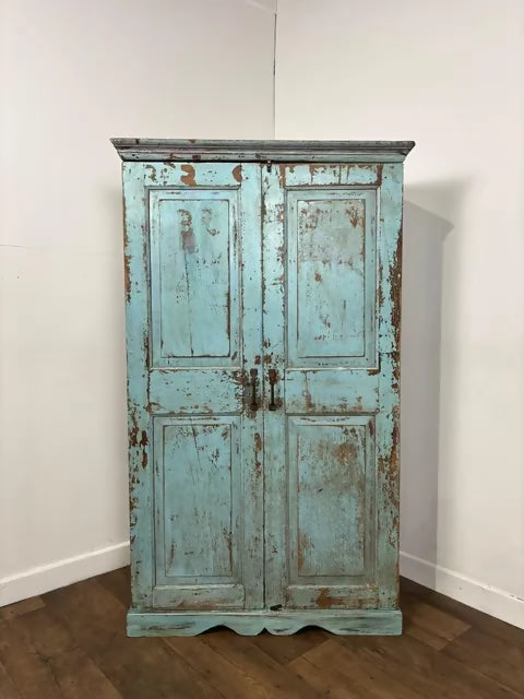 Reclaimed Blue Indian Wooden Cupboard
