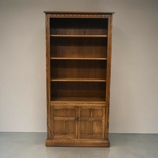 Ercol Wide Tall Bookcase Display Cupboards Golden Dawn Finish FREE UK Delivery*