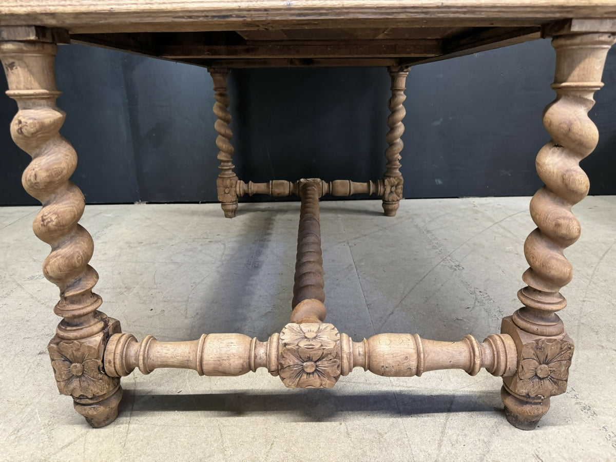 French Bleached Oak Carved Writing Desk