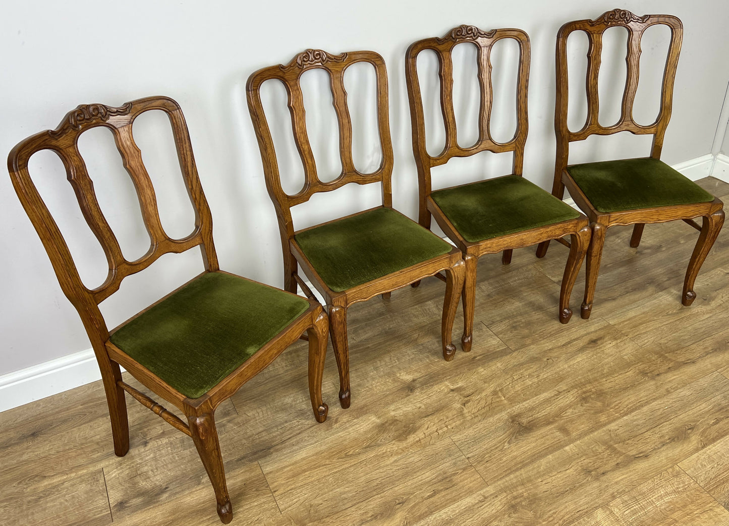 Dining Chairs Vintage French Louis Style Oak Set of 4 Upholstered Seats LOT 6347