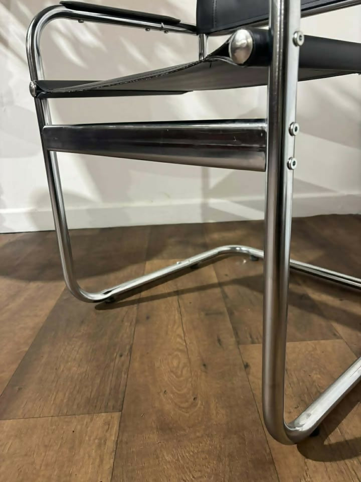 Contemporary Chrome & Faux Leather Armchair