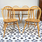 Four Ercol Windsor 370 Dining Chairs with 382 Elm Plank Dining Table