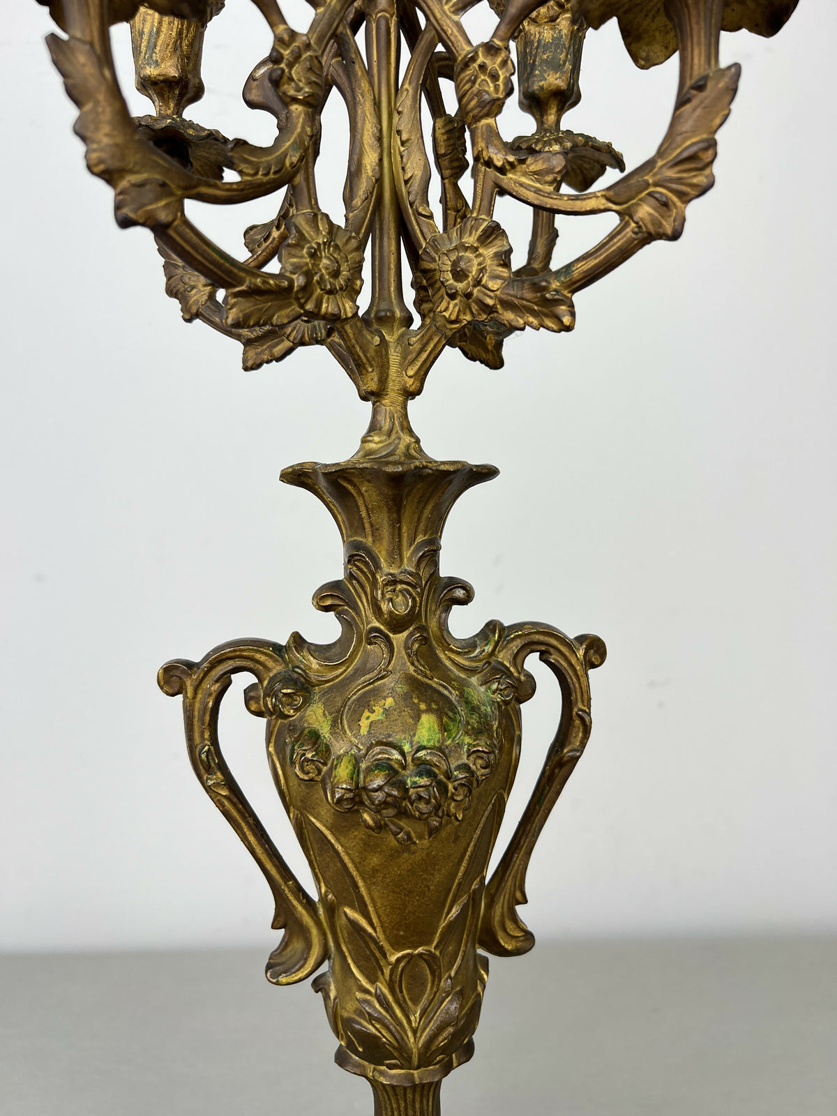 Candelabra Antique French Style Brass Marble Five Arm Candle Holder LOT 6488