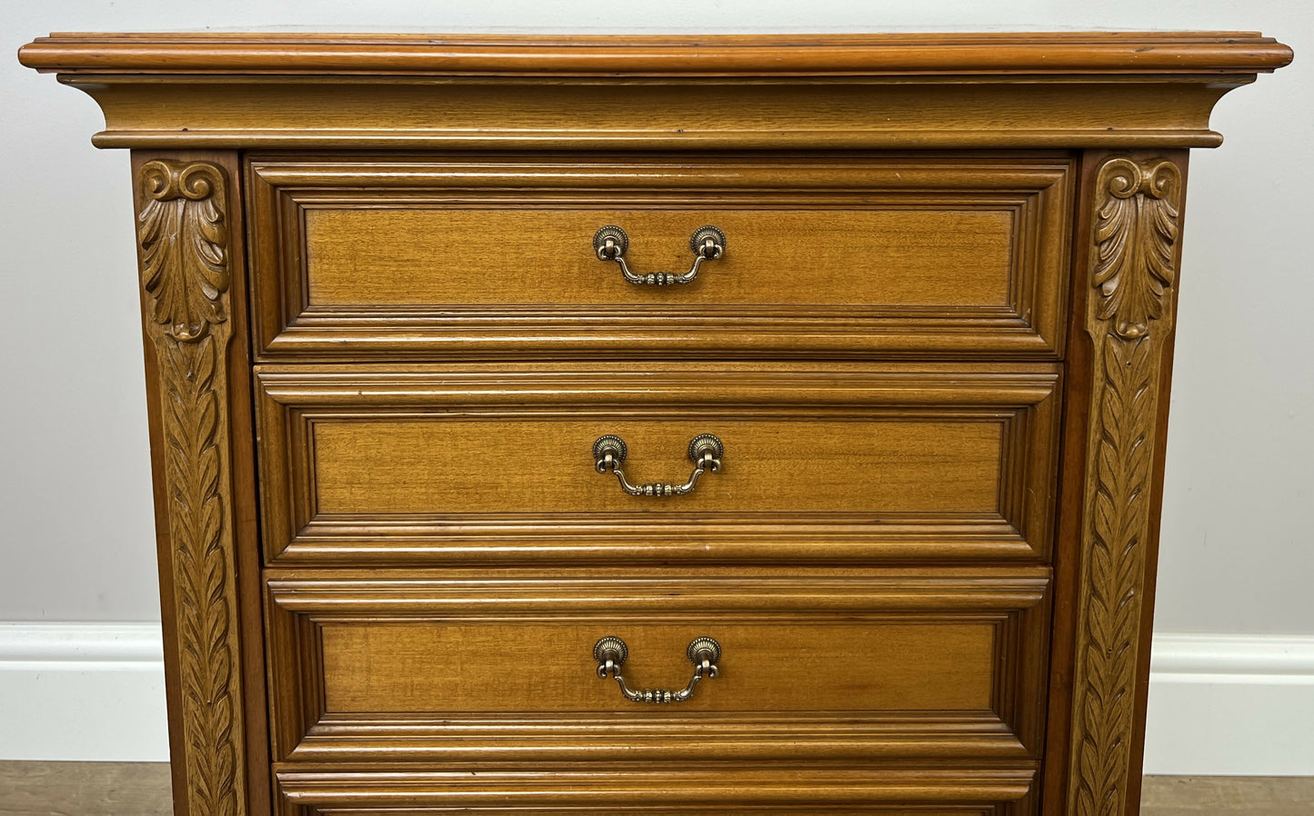 Pair of Bedside Tables Vintage French Nightstands 4 Drawers Cabinets LOT 6315