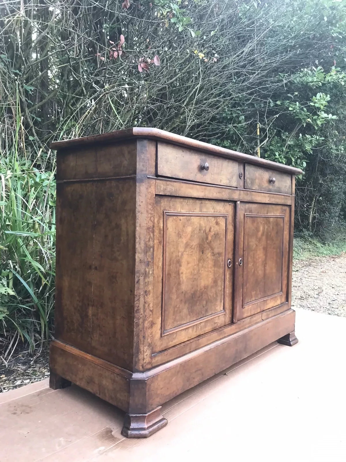 Antique Victorian Burle Walnut Veneer Chiffonier Dresser Server Buffet Sideboard