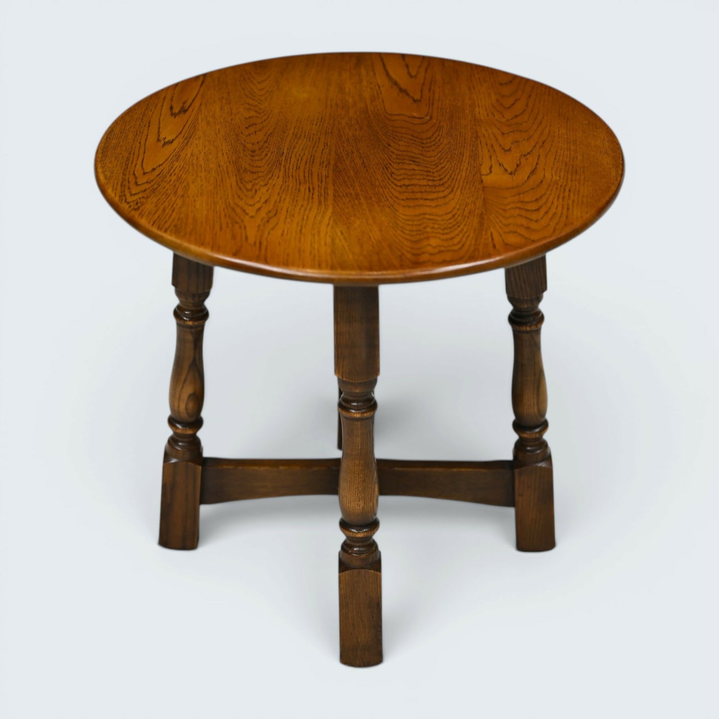 Old Charm Style Round Side Coffee Table Vintage Solid Oak FREE UK Delivery