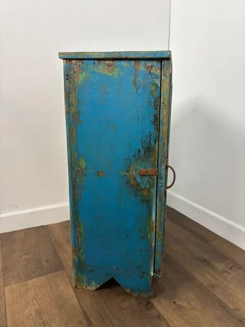 Rustic Indian Reclaimed Wood Blue Distressed Cabinet