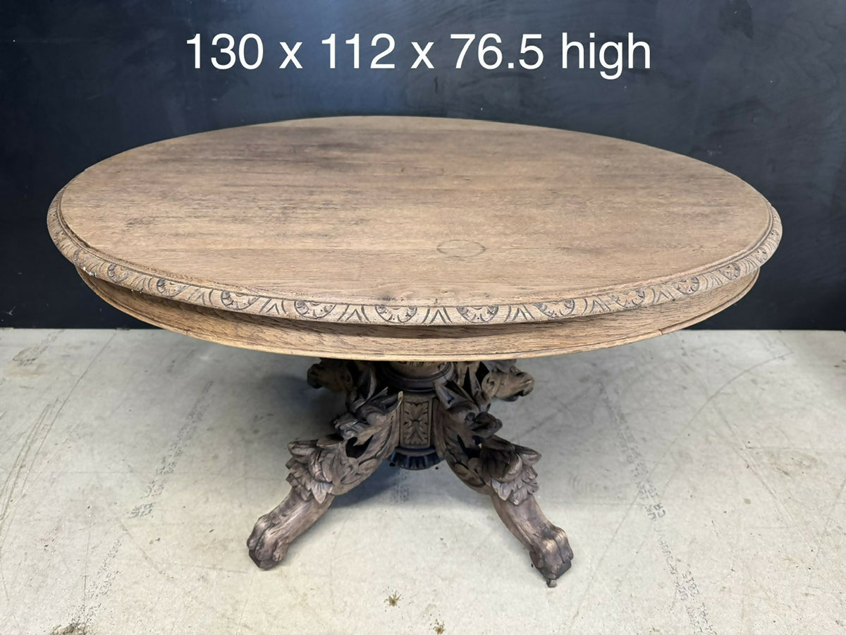 French Carved Oak Hunting Table