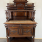 Sideboard Antique French Style Walnut Marble Display Cabinet Cupboard LOT 3576