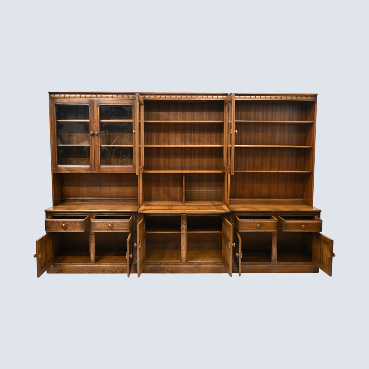 Ercol Mural Wall Unit Display Cabinet Golden Dawn Finish FREE UK Delivery*