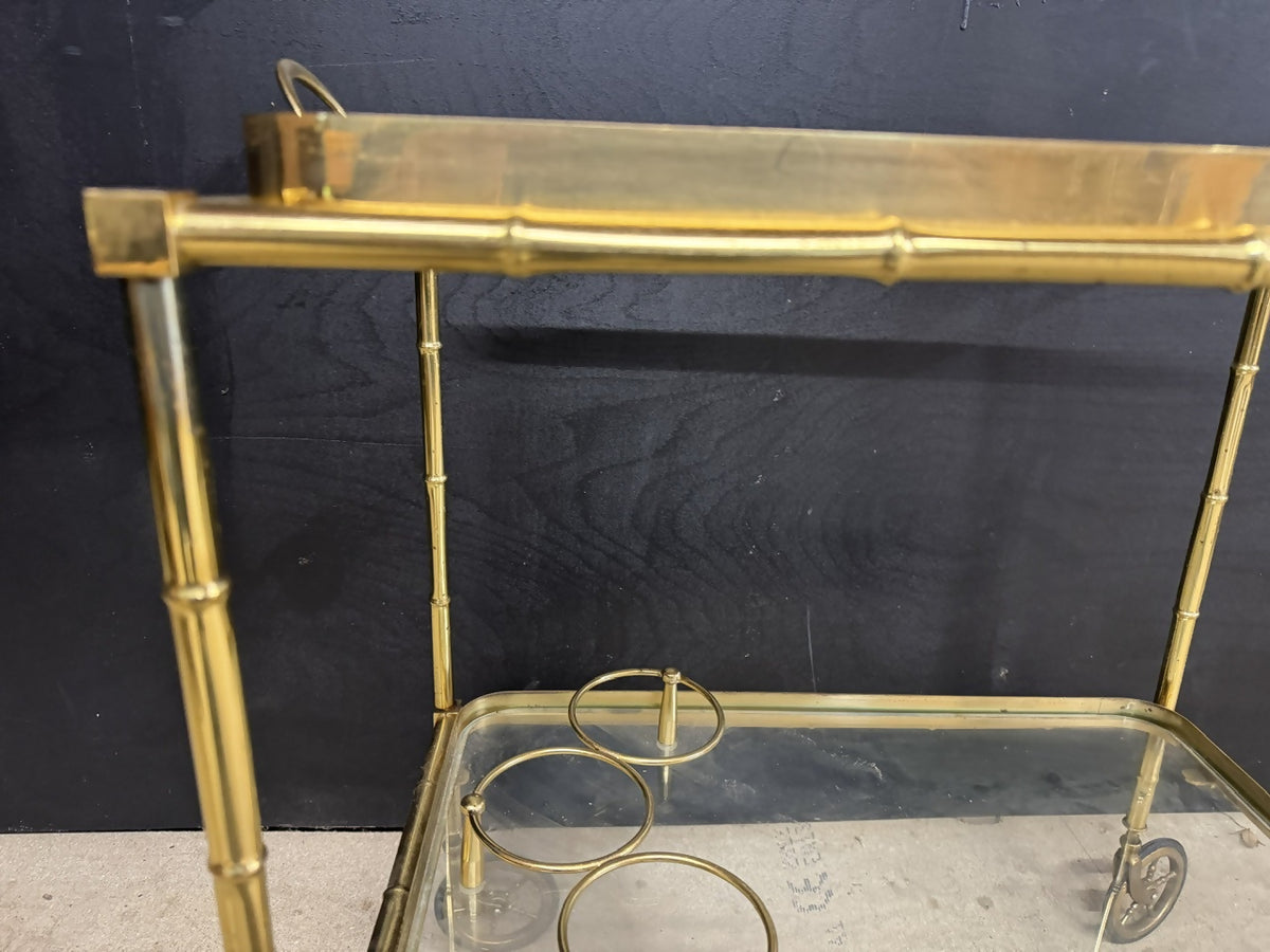 French Brass Faux Bamboo Cocktail Trolley