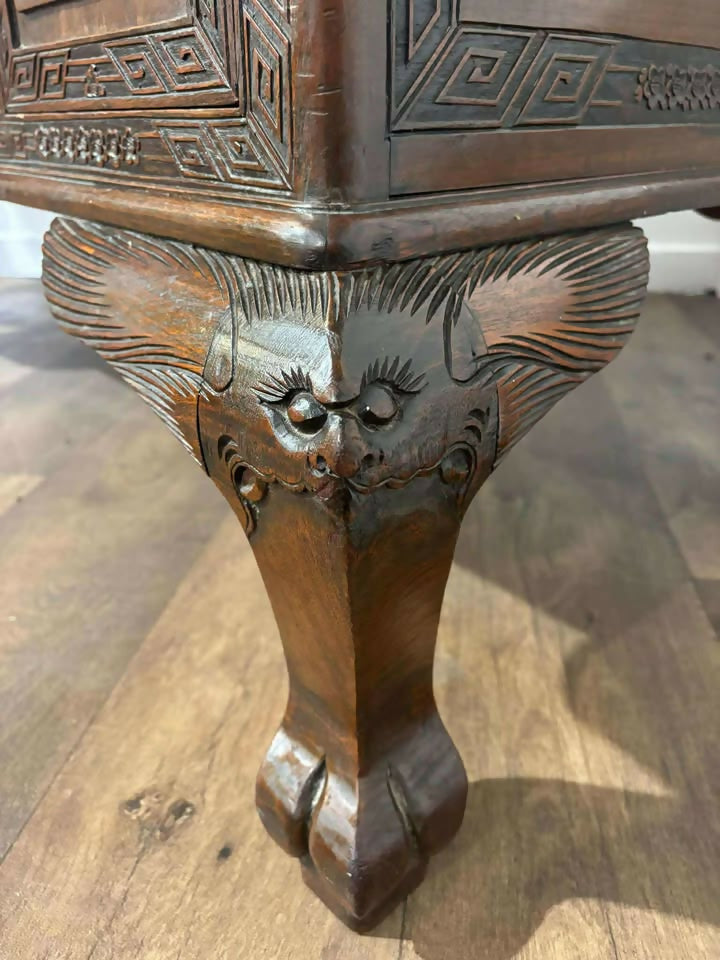 Oriental 1920s Cloud Shaped Carved Cabinet (Camphor Wood)